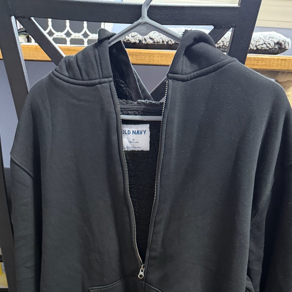 Men’s Old Navy Charcoal Sherpa Lined Zip-Up Hoodie